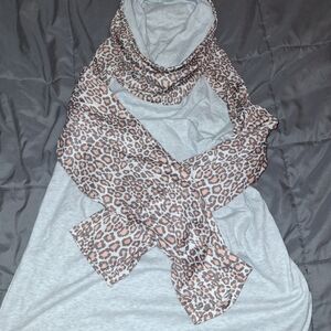 Leopard Print Turtleneck - Brown and Gray